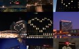 Locaties laten licht branden in de vorm van een hart