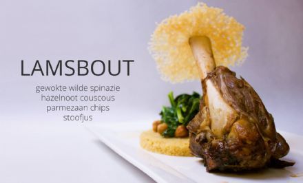 De Haven van Zandvoort: eventmenu maand augustus Lams schenkel