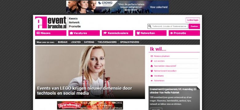'Live online, low budget,1 fles,1 scherm,paar collega's, karige catering, zwaar gesponsorde, mooi nieuws event'