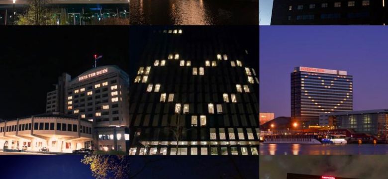 Locaties laten licht branden in de vorm van een hart