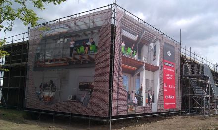 Mega-Print brengt enkele gebouwen van evenementenlocatie Drufabriek tot leven