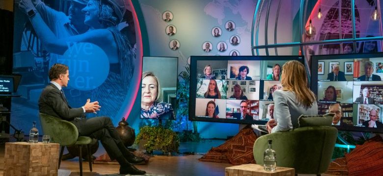 Minister-president Mark Rutte spreekt op online conferentie in World Forum The Hague