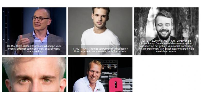 The Next Event keynotes: influencers, neuromarketing, eventtrends, data, gedragsverandering, van stoelen naar doelen en Jordi vd Bovenkamp...